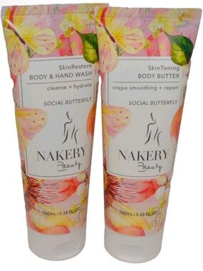 Nakery Beauty SET Social Butterfly SkinRestore Body/Hand Wash and Body Butter